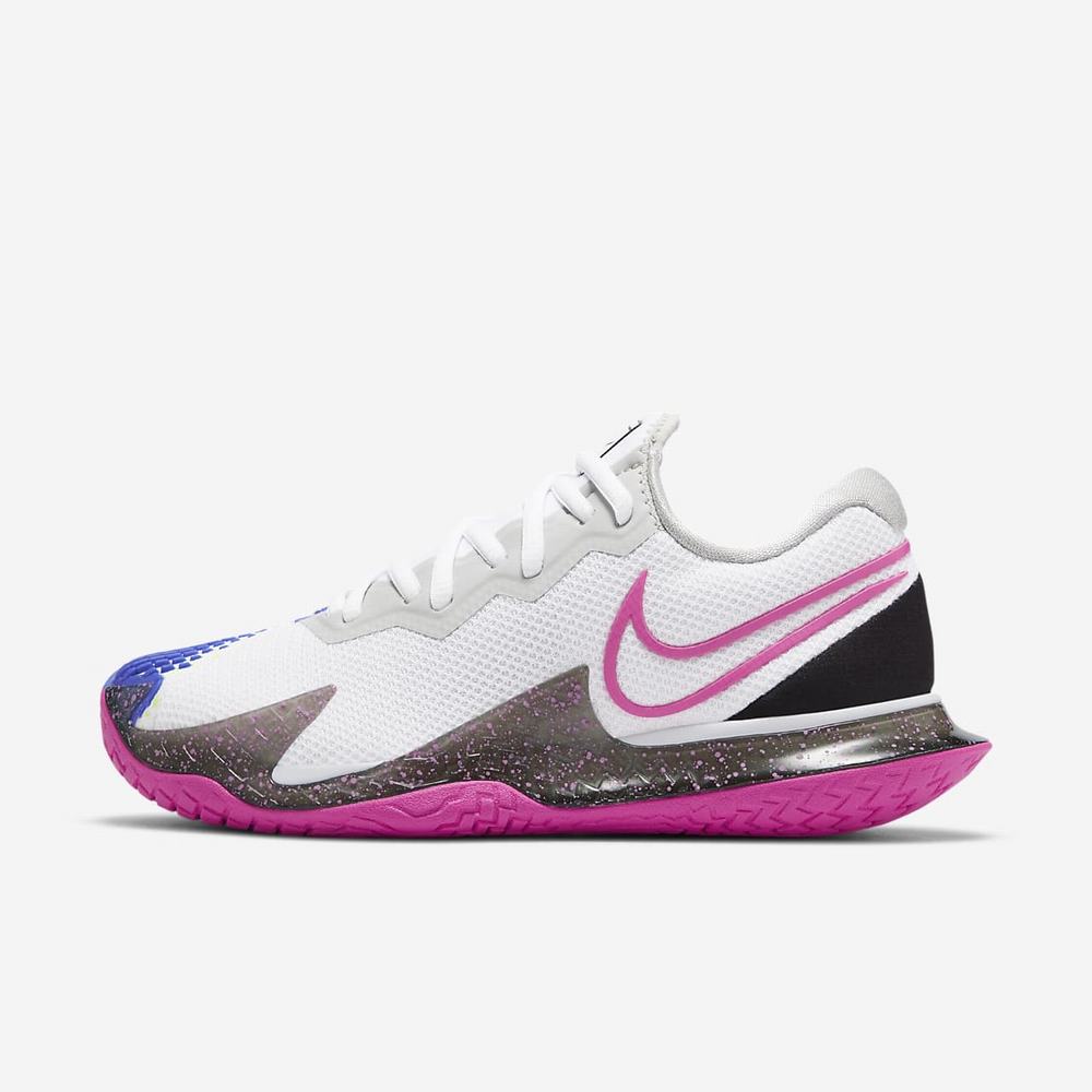 Chaussure De Tennis Nike NikeCourt Air Zoom Vapor Cage 4 Blanche 5726-981 White/Sapphire/Hot Lime/Laser Fuchsia Femme | WUA-85210631